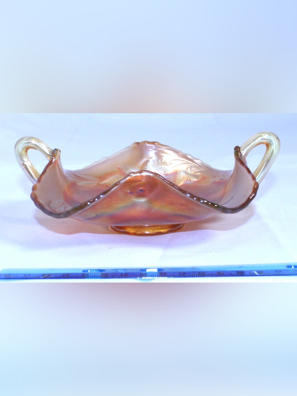 Antique Fenton Strawberry Carnival Glass Bonbon Dish